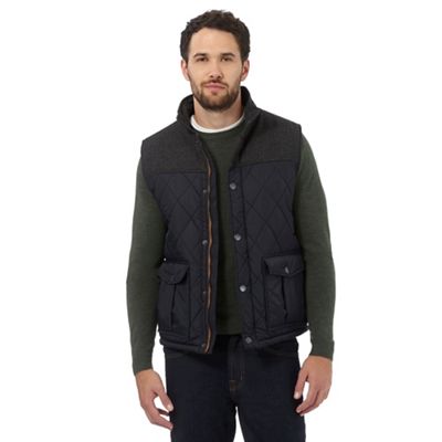 Maine New England Navy quilted gilet with wool